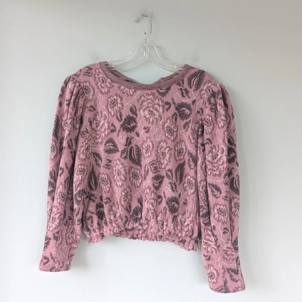 NWT Free People Jaquard Dusty Rose Floral Print Open Back Top - Picture 7 of 16
